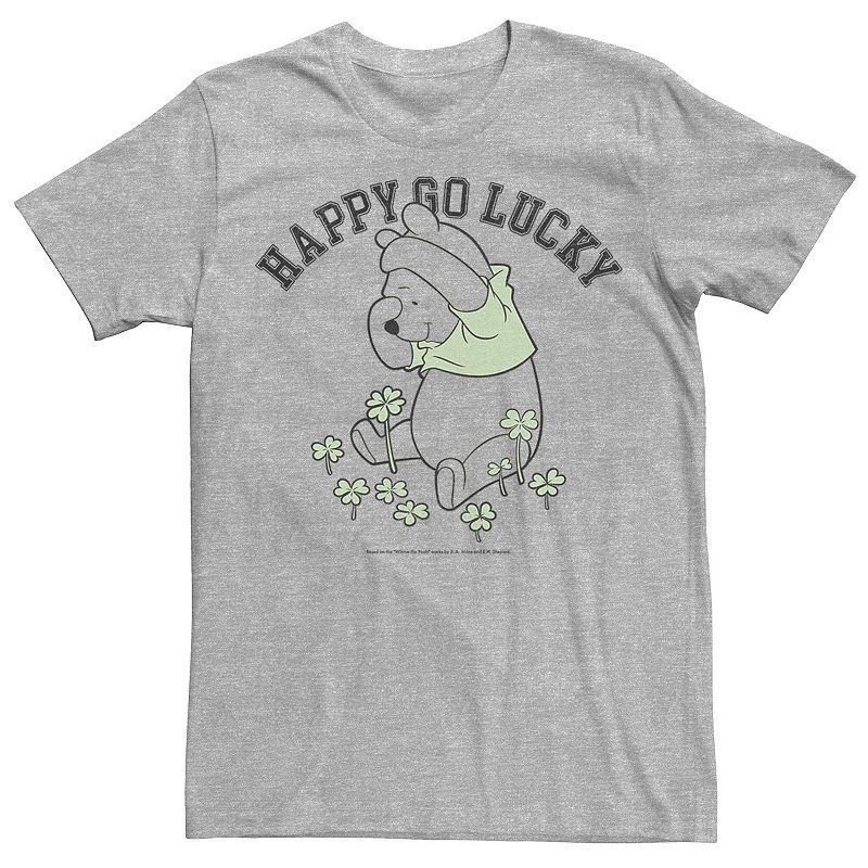 Disney's Winnie The Pooh "Happy Go Lucky" Portrait Men's Tee, Size: Small, Athletic Grey Product Image