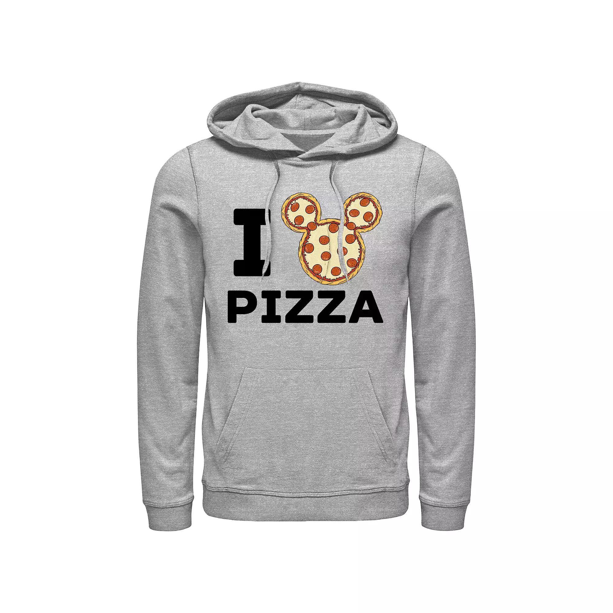 Men's Mickey Mouse Pizza Head Graphic Hoodie, Size: XL, Athletic Grey Product Image