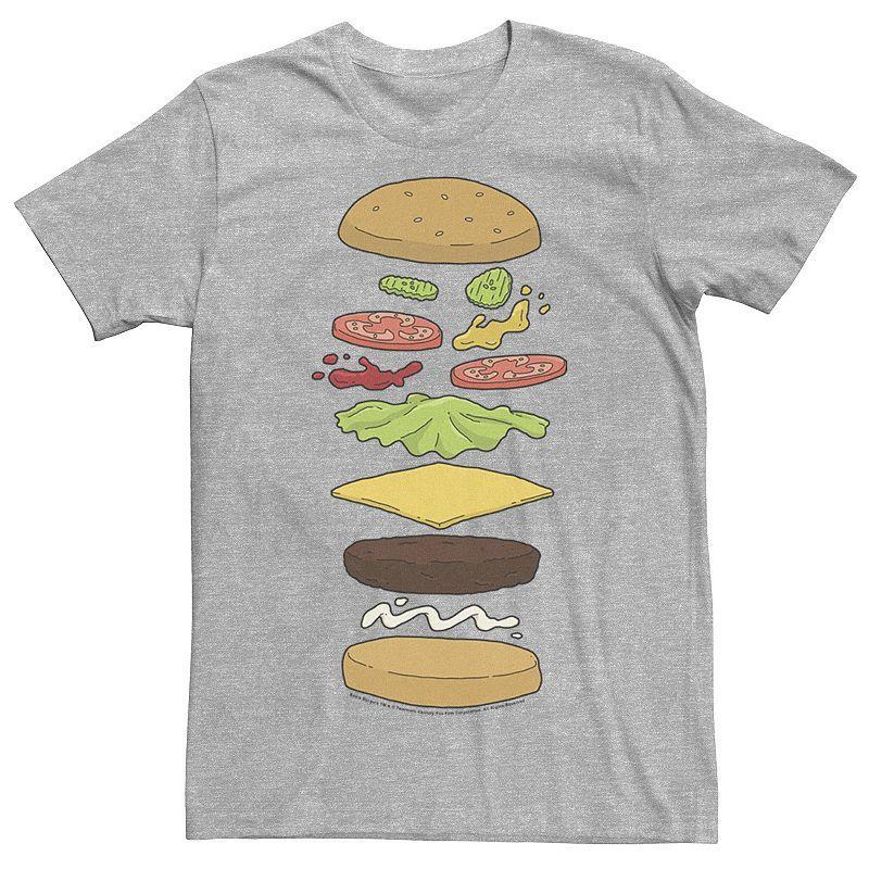Men's Bobs Burgers Burger Diagram Tee, Size: Small, Athletic Grey Product Image