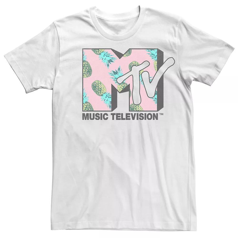 Men's MTV Pineapple Logo Tee, Size: Medium, White Product Image
