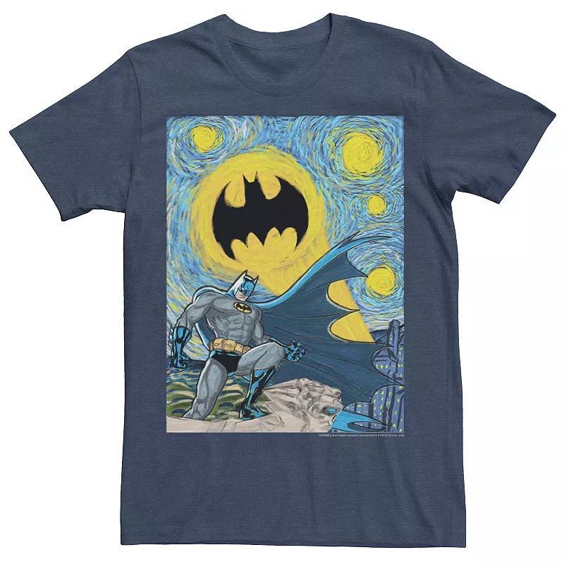 Men's Batman Starry Night Portrait Poster Tee, Size: XXL, Navy Grey Product Image