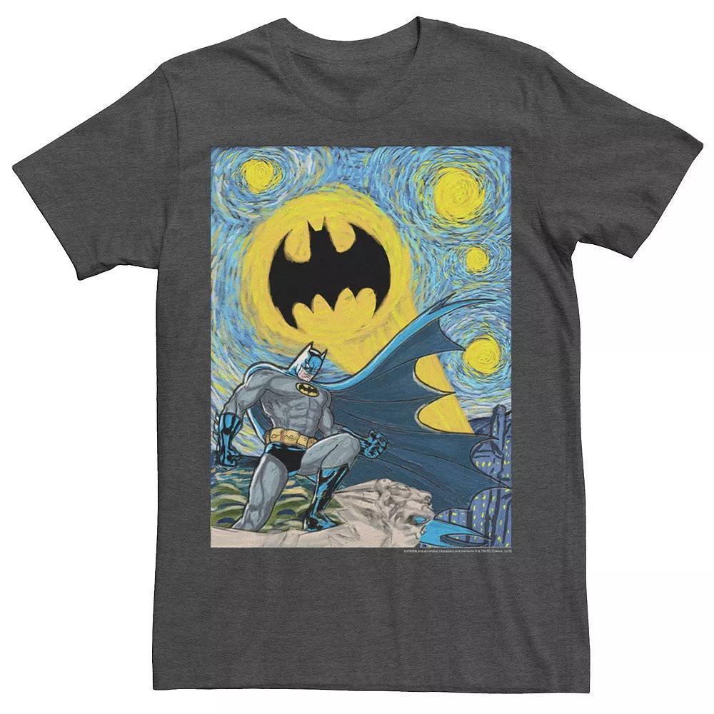 Men's Batman Starry Night Portrait Poster Tee, Size: XXL, Navy Grey Product Image