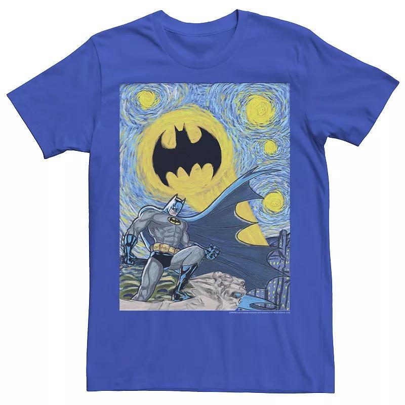 Men's Batman Starry Night Portrait Poster Tee, Size: XXL, Navy Grey Product Image