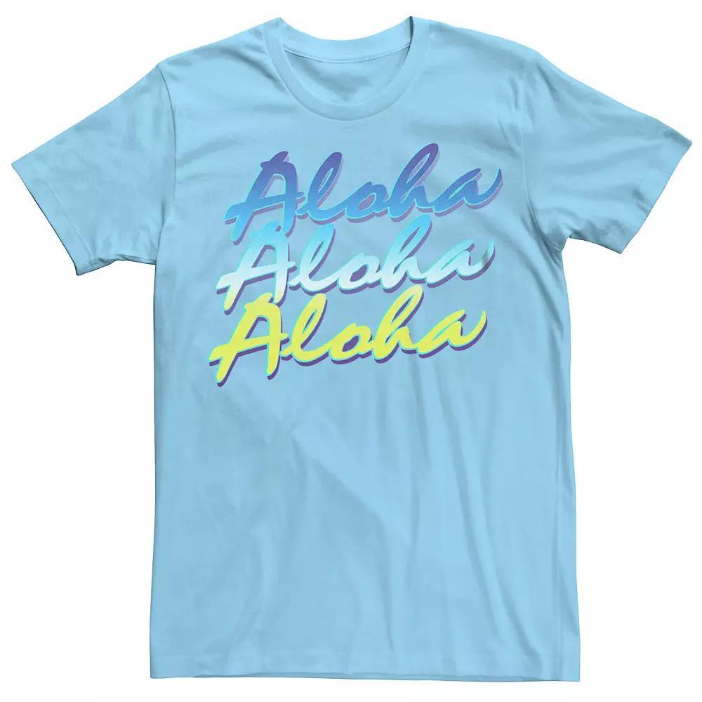 Men's Aloha Stacked Gradient Graphic Tee, Size: Small, Light Blue Product Image