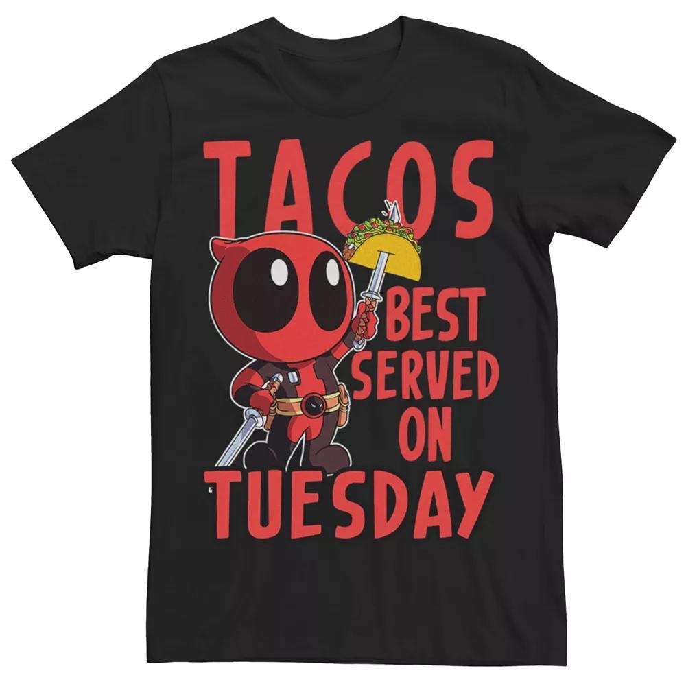 Men's Marvel Comics Deadpool Tacos Served Tuesday Tee, Size: XXL, Black Product Image