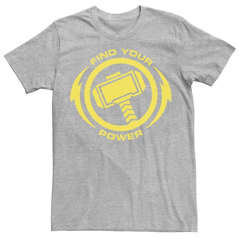 Men's Marvel Thor Find Your Power Yellow Logo Tee, Size: Medium, Athletic Grey Product Image