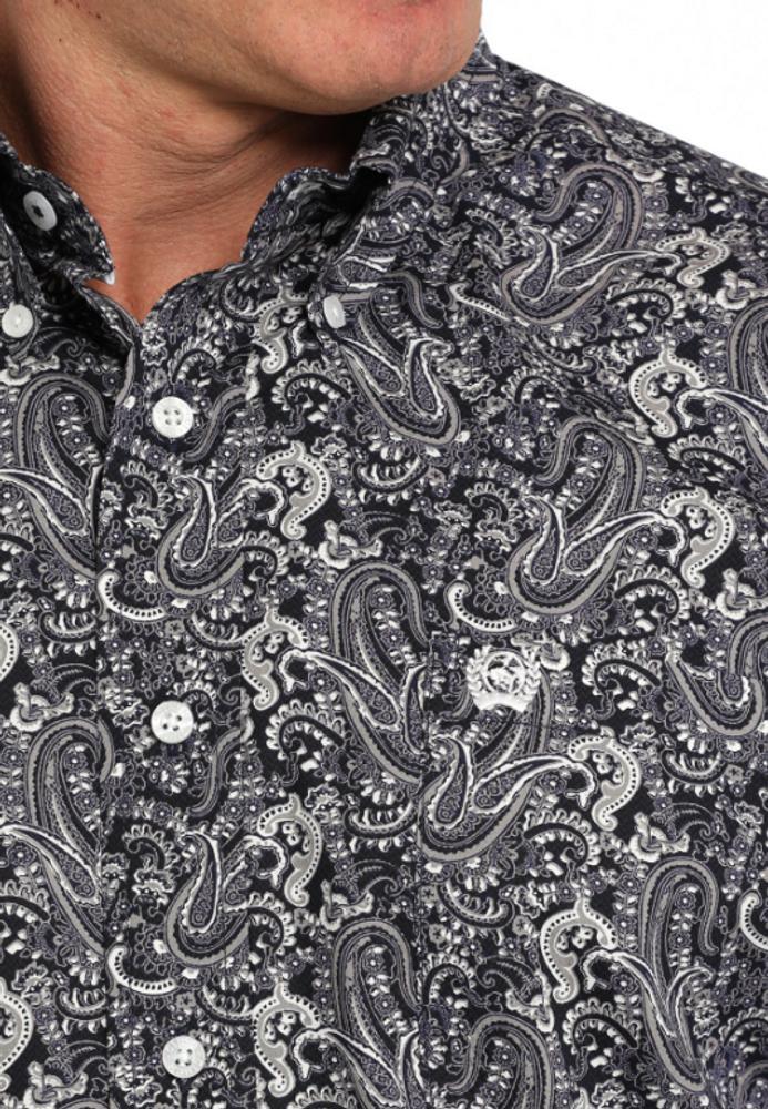 Cinch® Men's L/S Navy/White Paisley Print Button Shirt Product Image