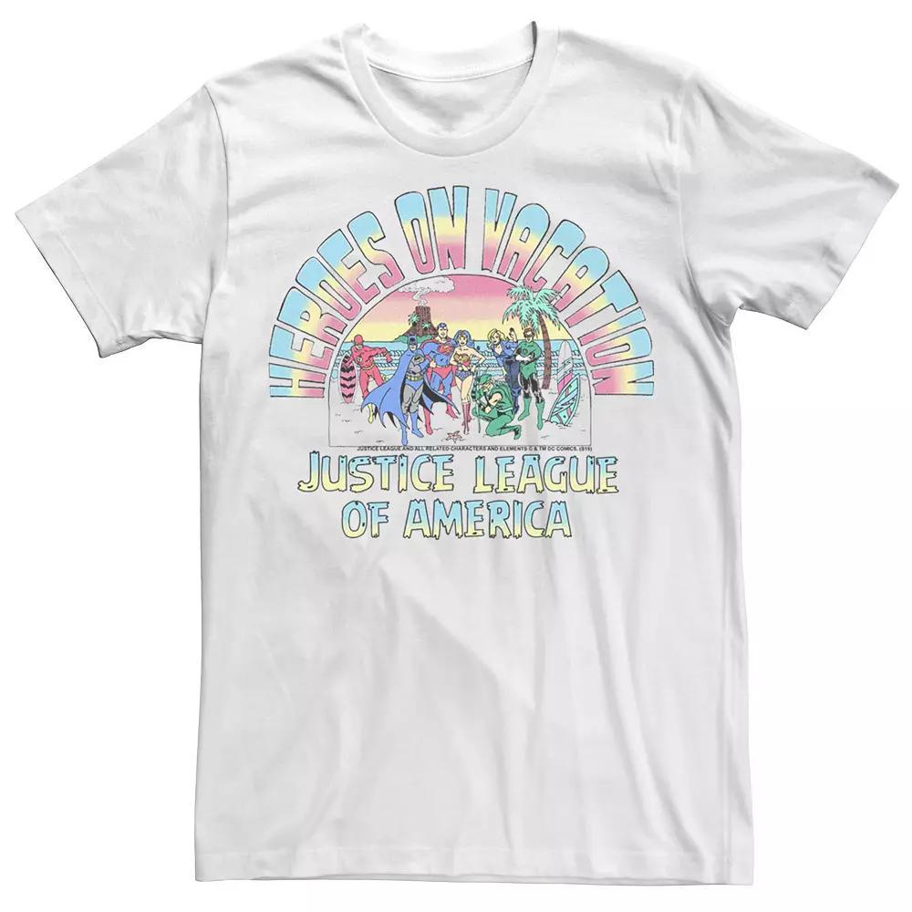 Men's DC Comics Heroes On Vacation Beach Portrait Tee, Size: XXL, White Product Image