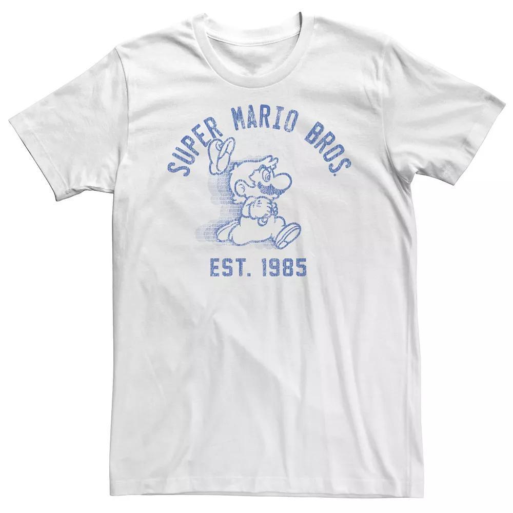 Big & Tall Nintendo Super Mario Running Fade 1985 Vintage Tee, Men's, Size: 3XL Tall, Athletic Grey Product Image