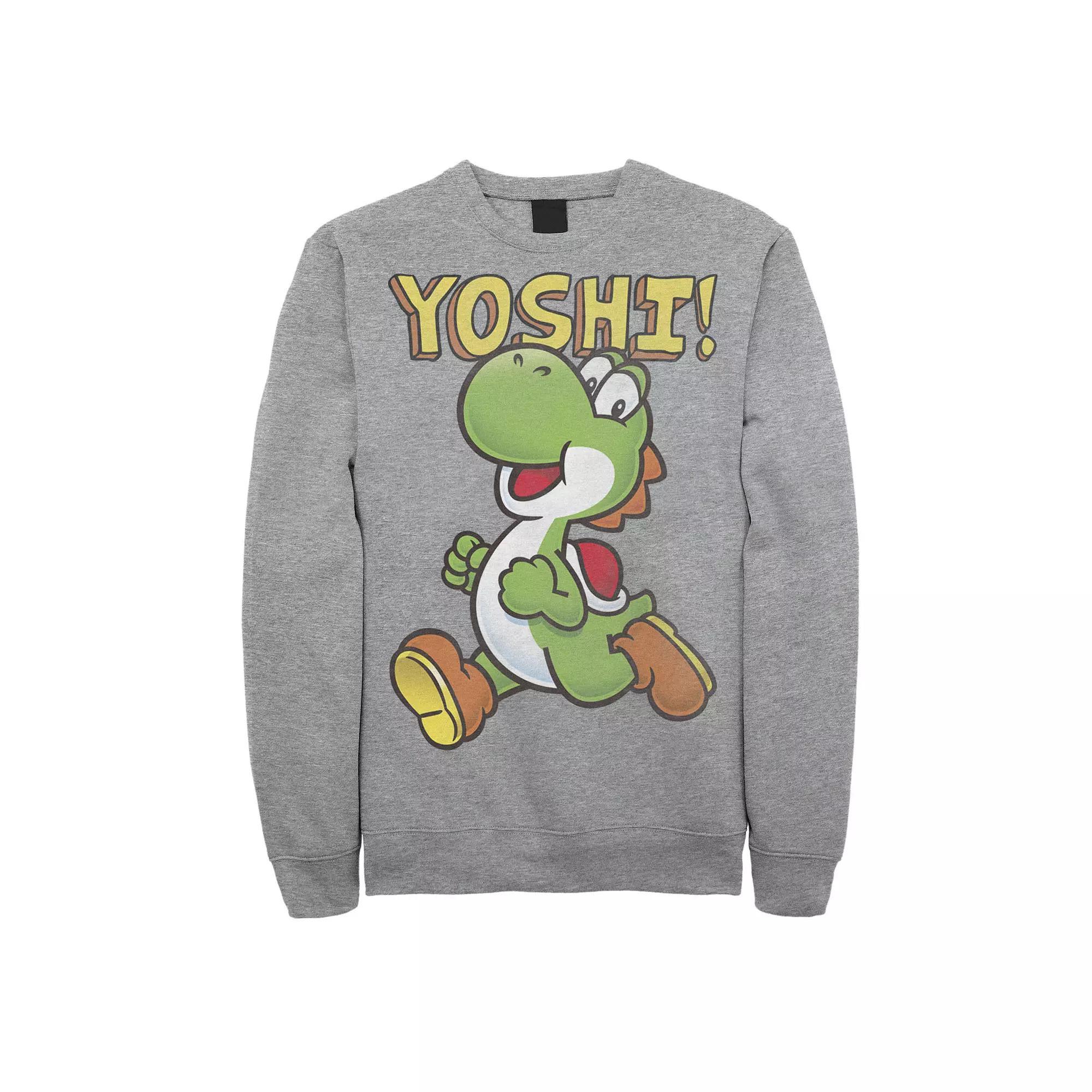 Big & Tall Nintendo Super Mario Bros Yoshi Green Dinosaur Fleece Sweatshirt, Men's, Size: 4XL, Athletic Grey Product Image