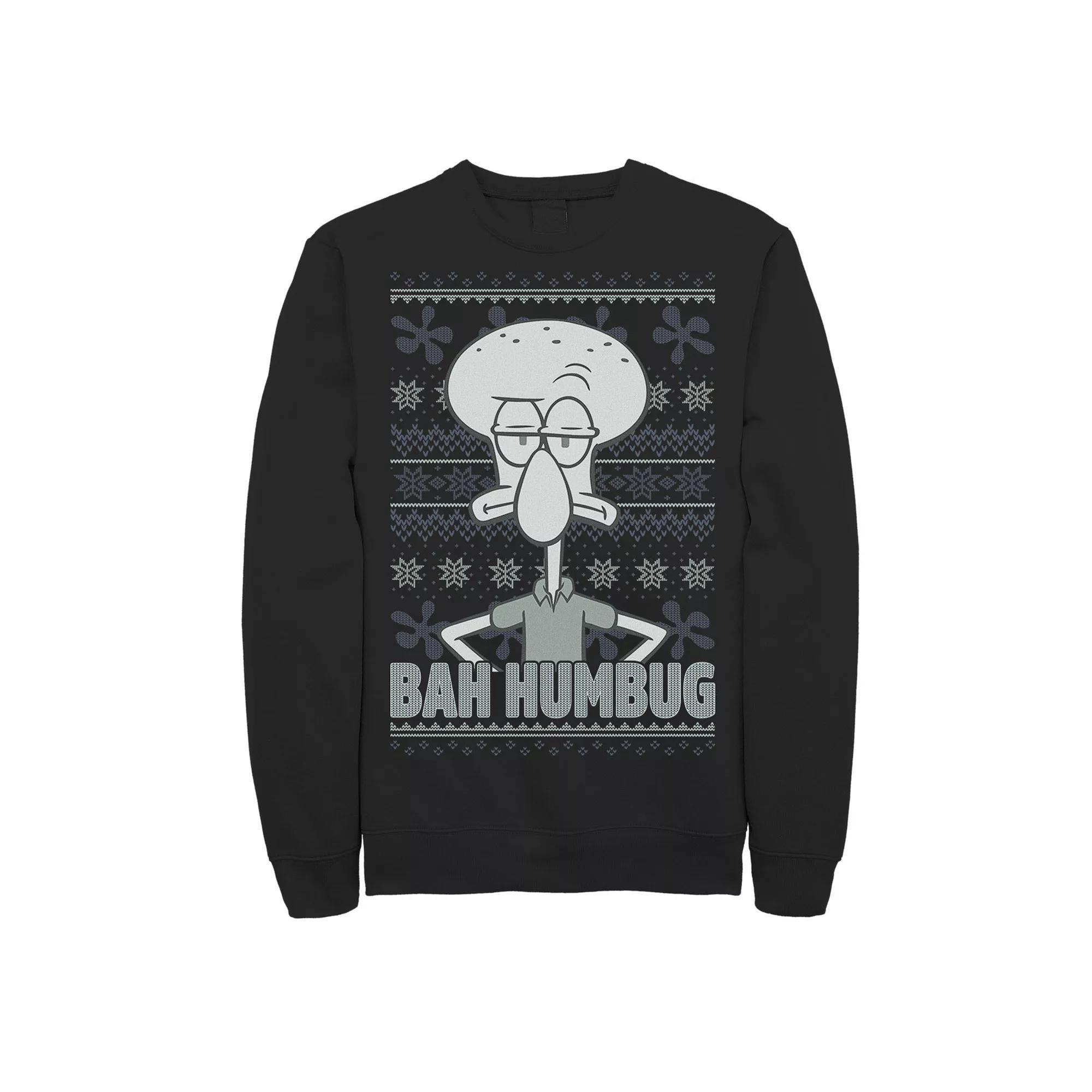 Men's Nickelodeon SpongeBob SquarePants Squidward Bah Humbug Ugly Christmas Graphic Fleece Pullover, Size: 3XL, Black Product Image