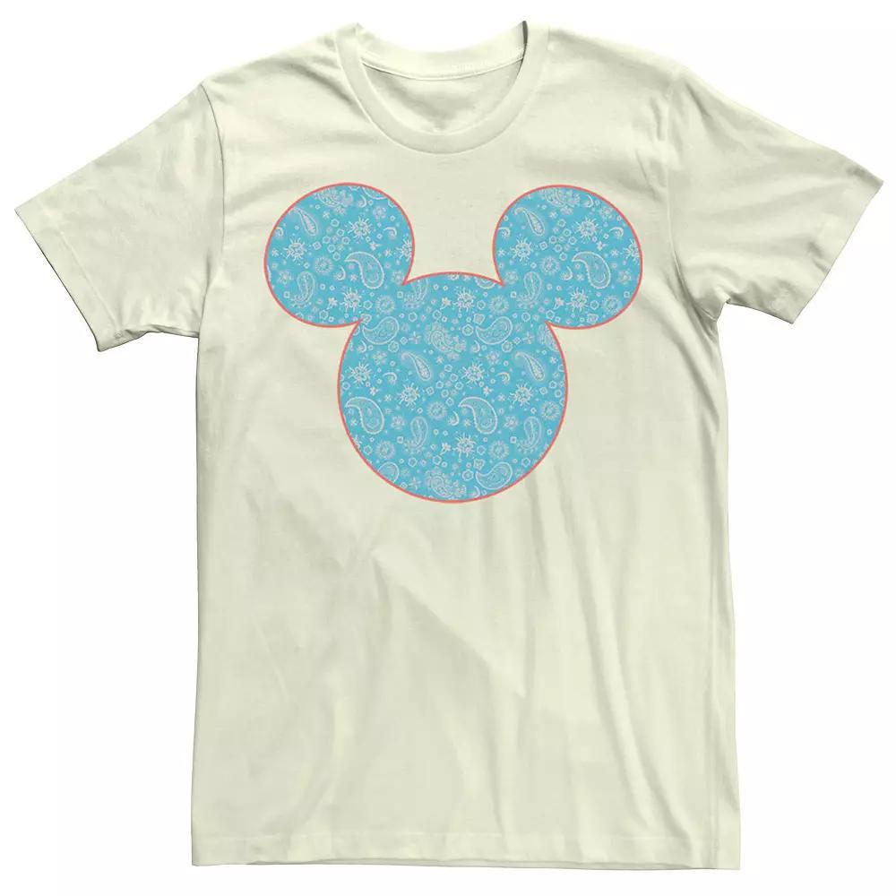 Disney's Mickey & Friends Mickey Men's Blue Paisley Fill Tee, Size: 3XL, Natural Product Image