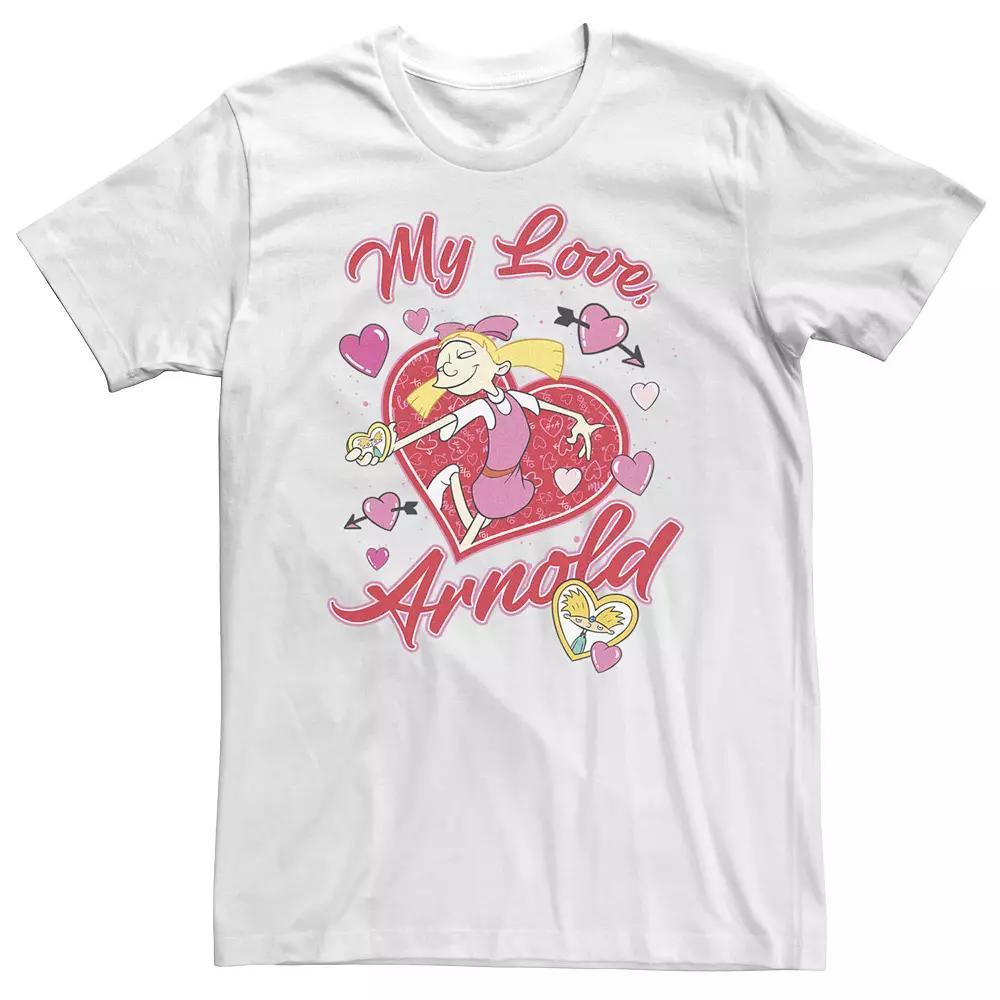 Big & Tall Hey Arnold My Love Arnold Helga Valentine Theme Tee, Men's, Size: XXL Tall, White Product Image