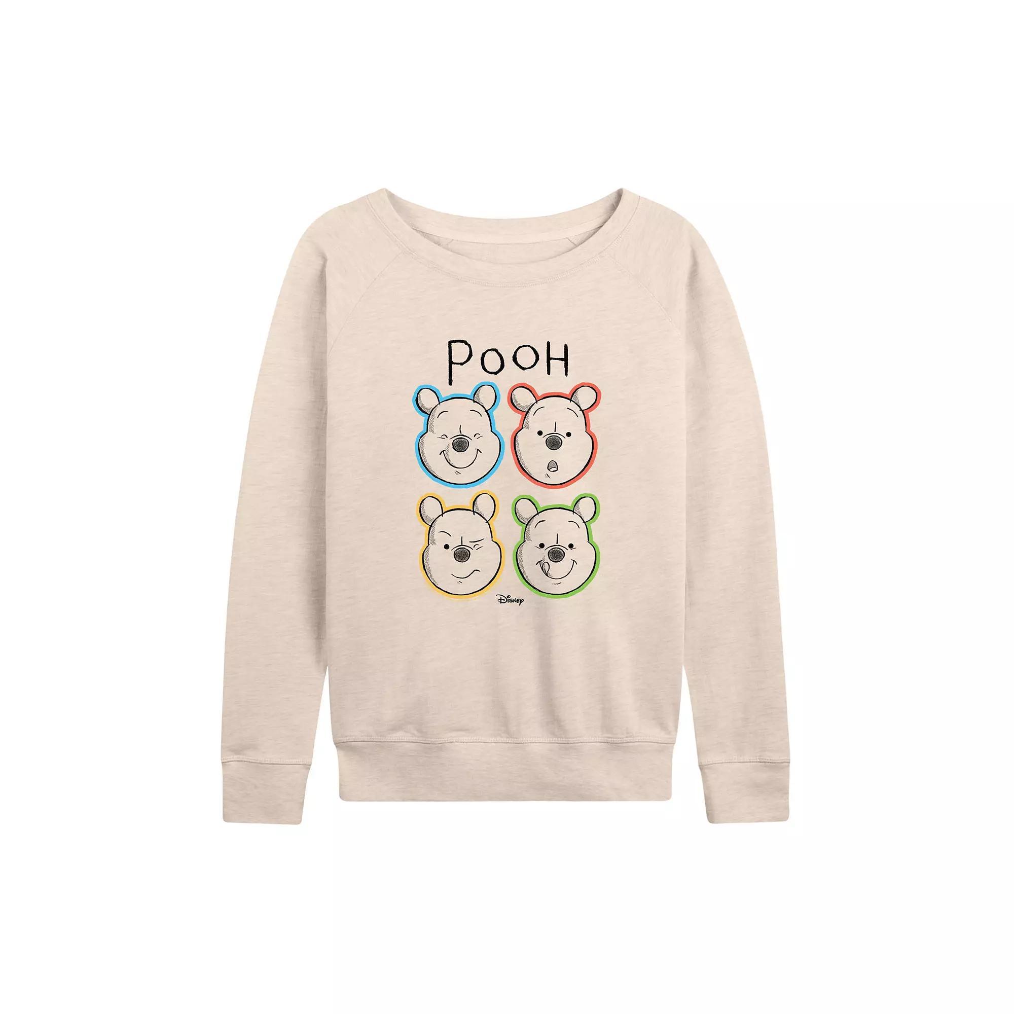 Disneys Winnie the Pooh Womens Sketch Grid French Terry Long Sleeve Tee, Girls Product Image