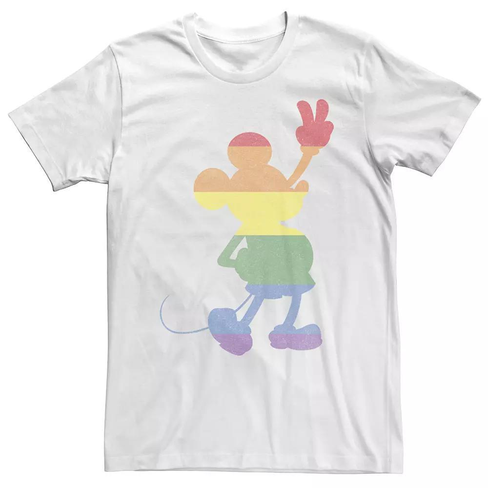 Disney's Mickey Mouse Rainbow Stripe Peace Sign Big & Tall Graphic Tee, Men's, Size: XL Tall, White Product Image