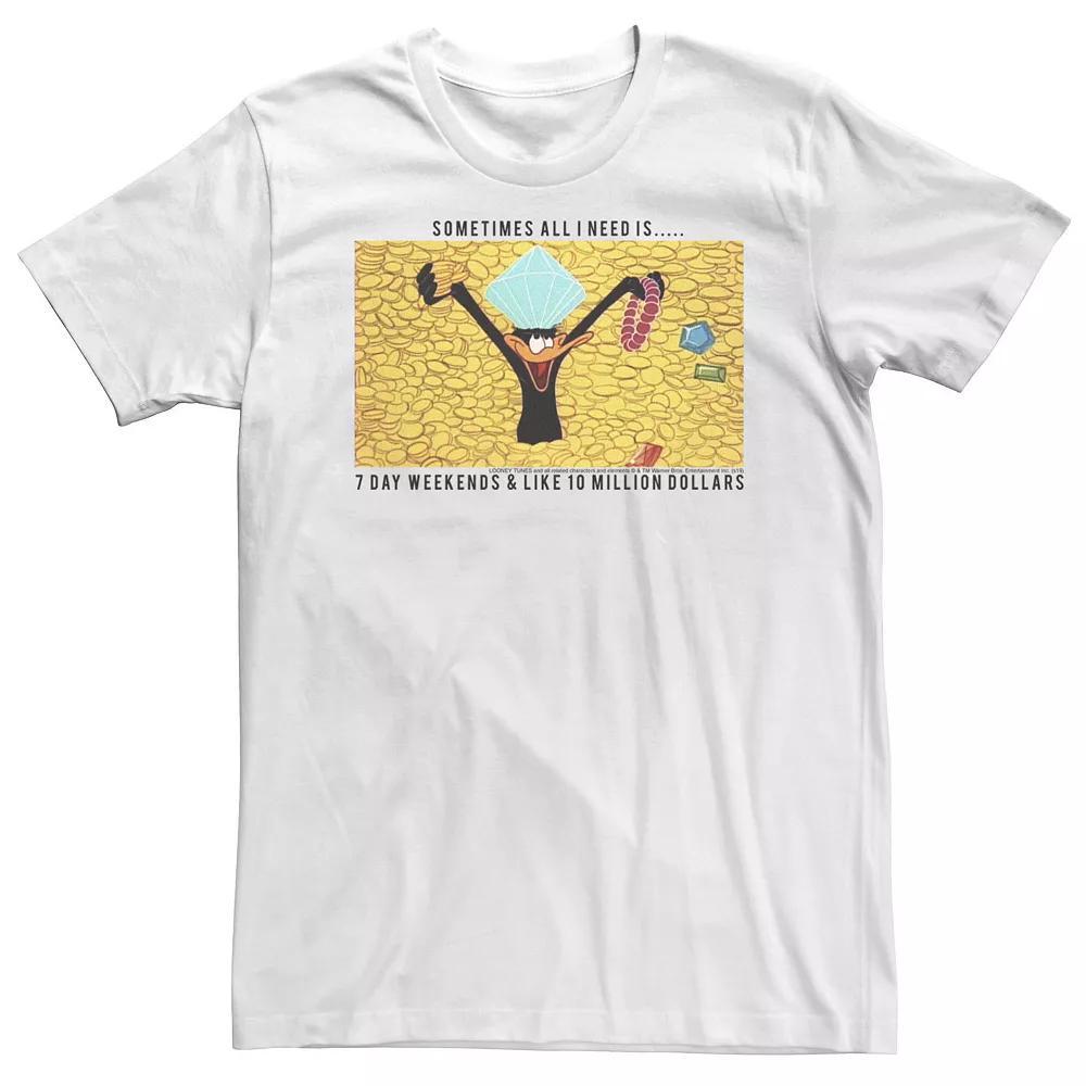 Big & Tall Looney Tunes Daffy Duck I Need 7 Day Weekends & 10 Million Tee, Men's, Size: XLT, White Product Image