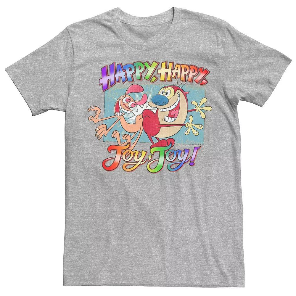 Adult Ren And Stimpy Pride Happy Happy Joy Joy Rainbow Gradient Tee, Men's, Size: Medium, Athletic Grey Product Image