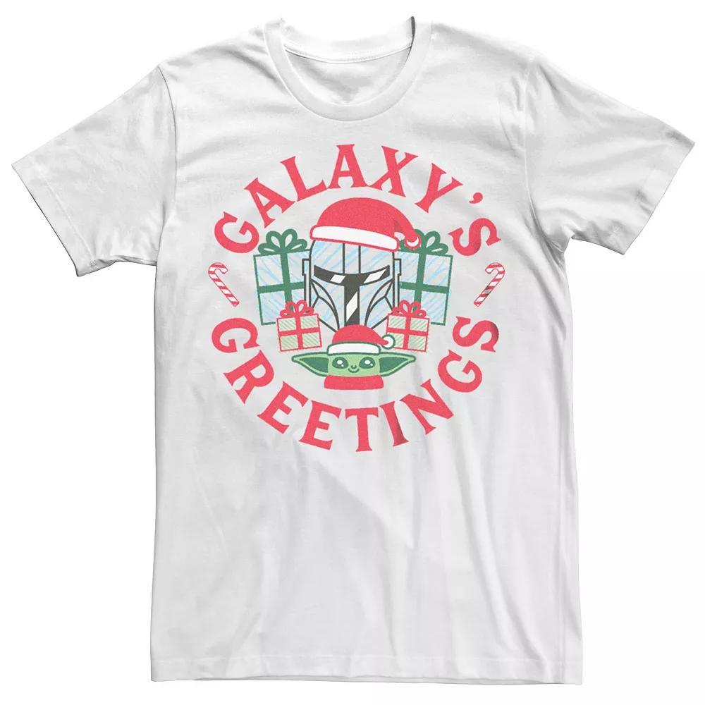 Men's The Mandalorian Galaxy's Greetings Graphic Tee, Size: Large, White Product Image