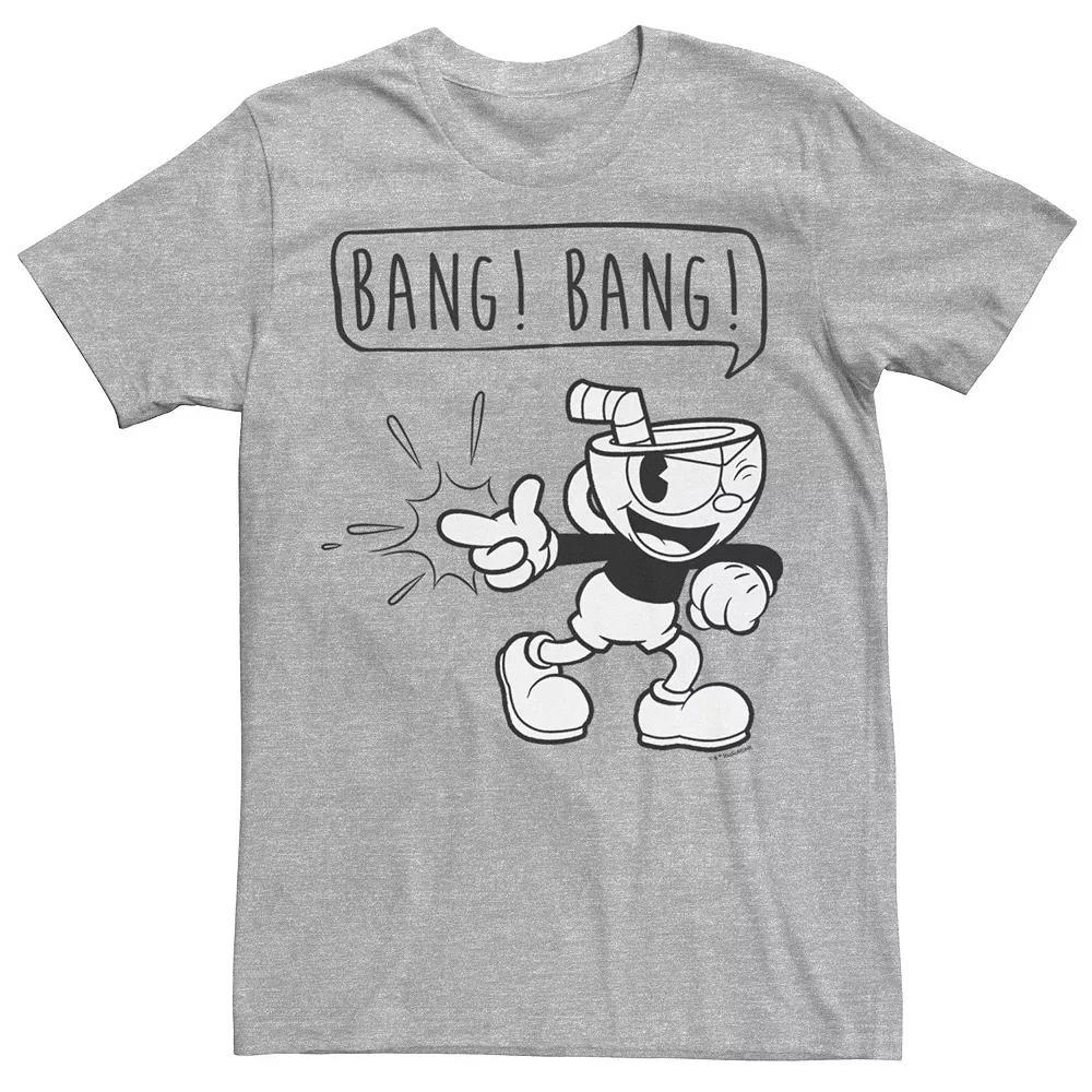 Men's The Cuphead Show Bang Bang Finger Gun Outline Tee, Size: Small, Athletic Grey Product Image