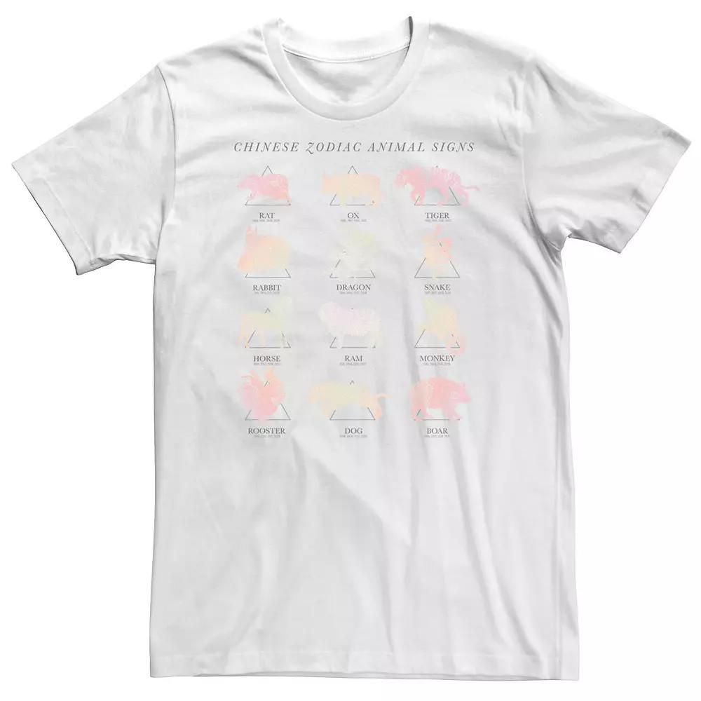 Big & Tall Trendy Zodiac Animal Signs Tee, Men's, Size: 3XL Tall, White Product Image