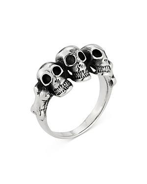 Milanesi And Co Mens Sterling Silver Triple Skull Ring Product Image