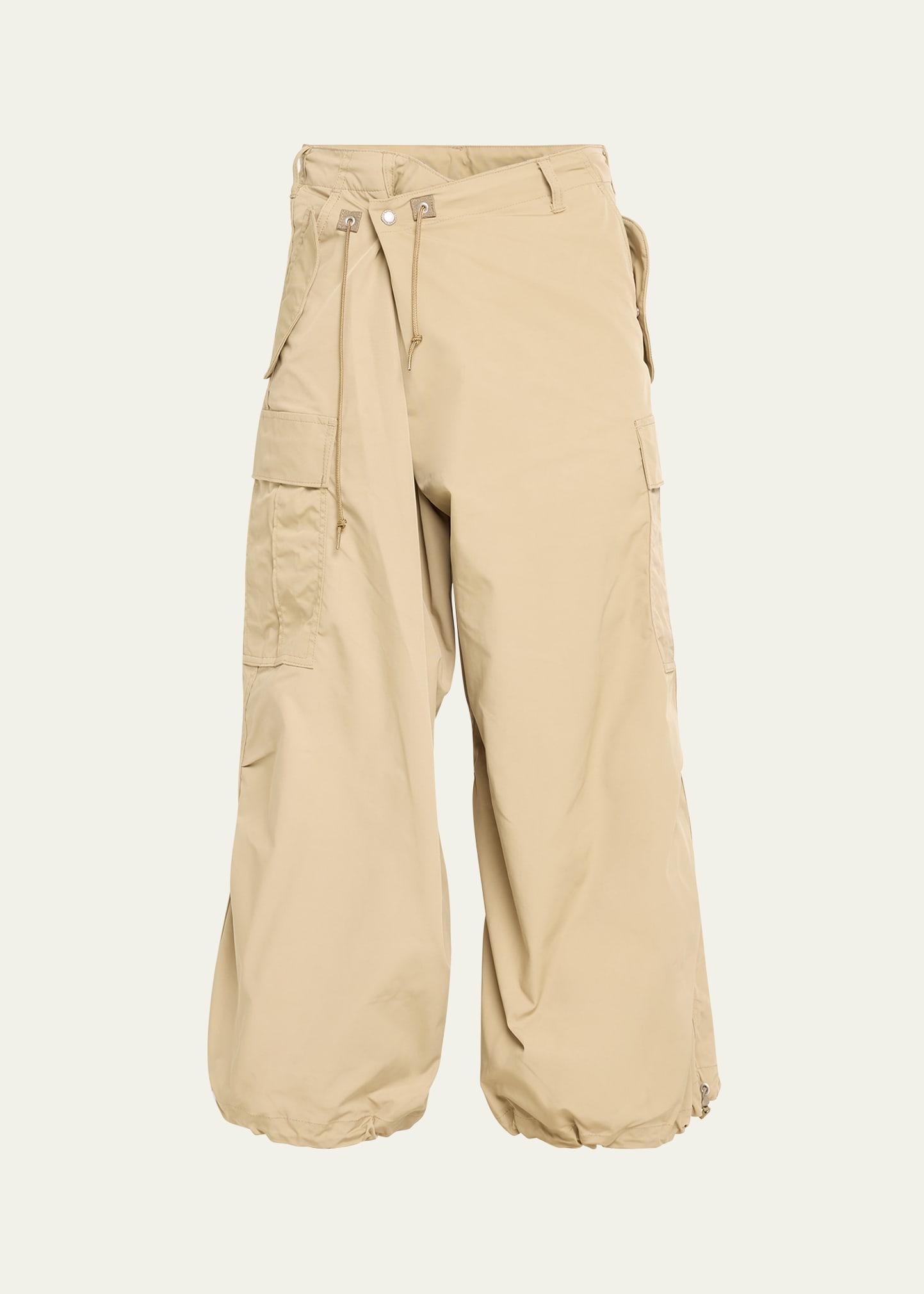 Mens Oxford Wrap-Front Wide Cargo Pants Product Image