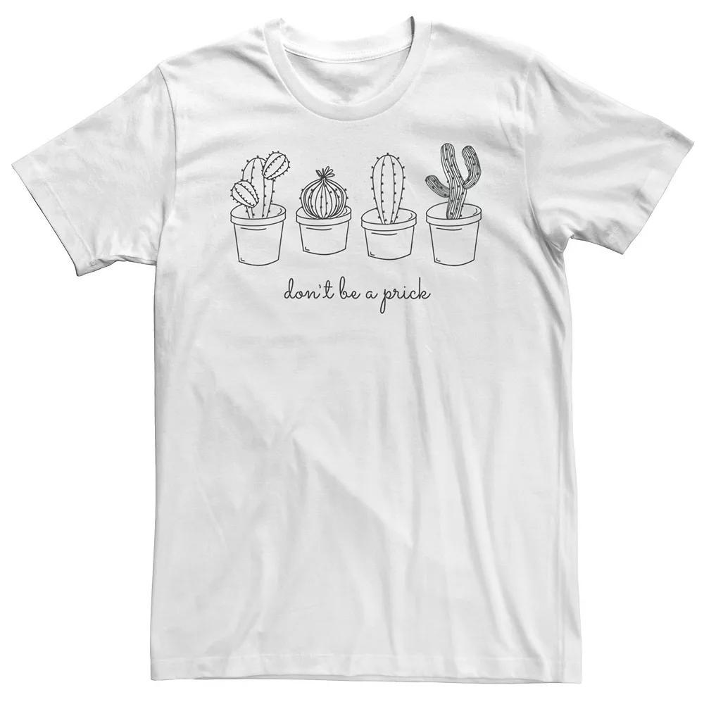Big & Tall Don't Be A Prick Cactus Line Art Graphic Tee, Men's, Size: 4XL, White Product Image