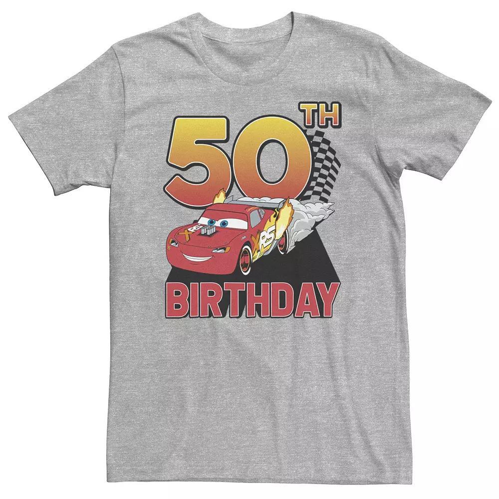 Big & Tall Disney / Pixar Cars 50th Birthday Racer Lightning McQueen Tee, Men's, Size: XXL Tall, Athletic Grey Product Image