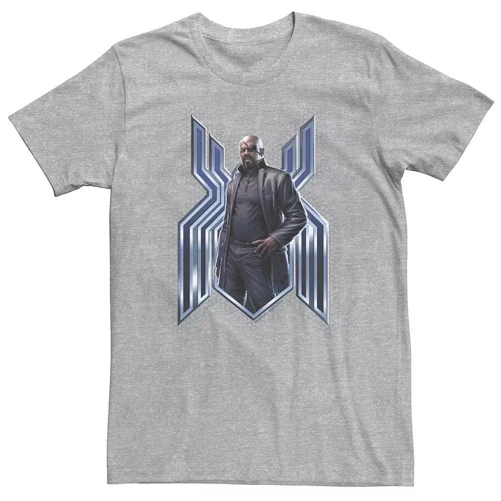 Big & Tall Marvel Spider-Man Far From Home Nick Fury Spider-Man Logo Tee, Men's, Size: Large Tall, Athletic Grey Product Image