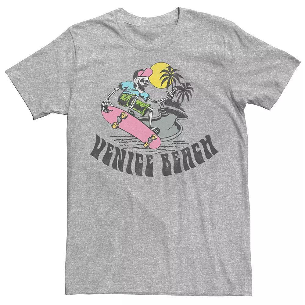 Men's Venice Beach Skeleton Skateboarding Tee, Size: Small, Athletic Grey Product Image