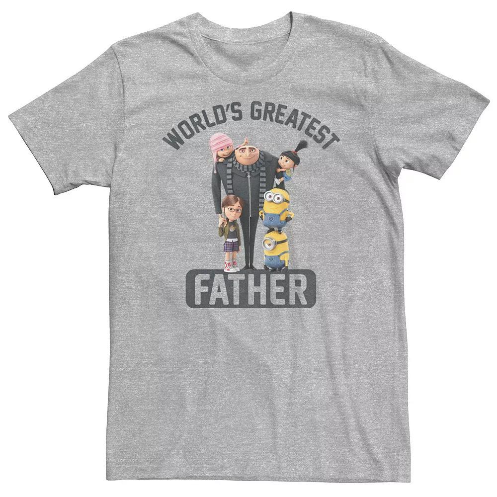 Big & Tall Despicable Me Minions Greatest Father Tee, Men's, Size: 4XL Tall, Athletic Grey Product Image