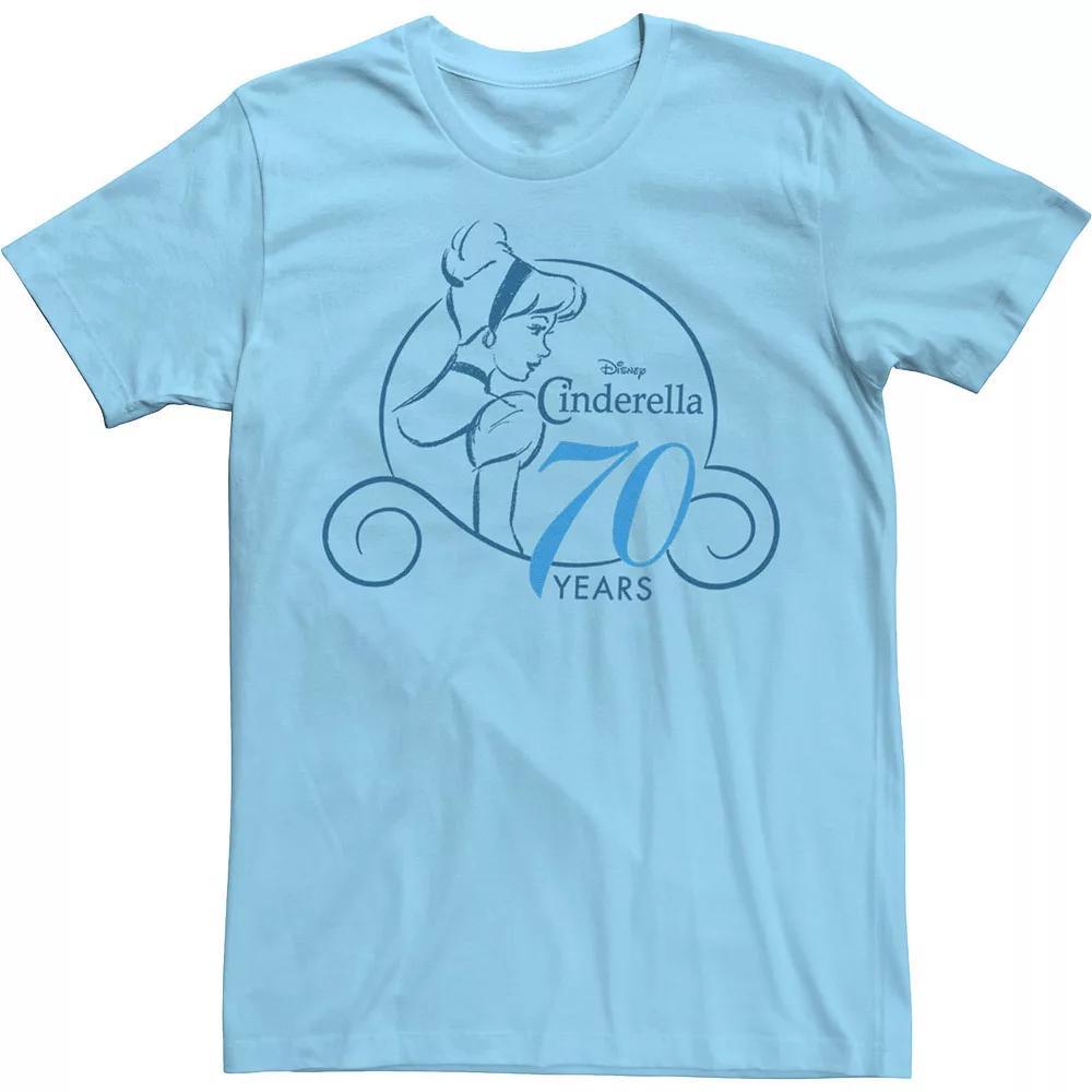Disney's Cinderella Men's 70th Anniversary Simple Logo Tee, Size: Small, Light Blue Product Image