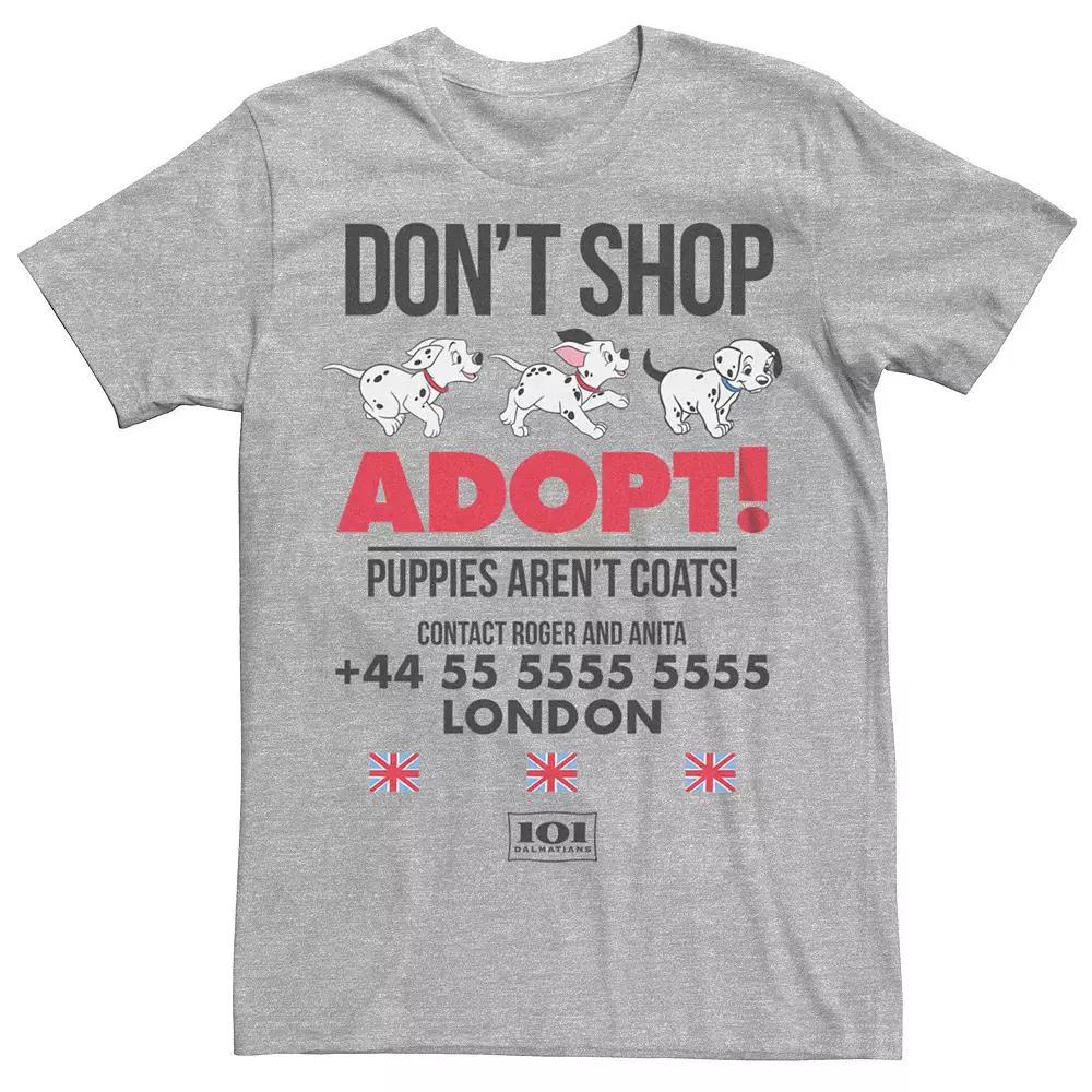 Disney's 101 Dalmatians Men's Don't Shop Adopt Ad Tee, Size: XS, Athletic Grey Product Image