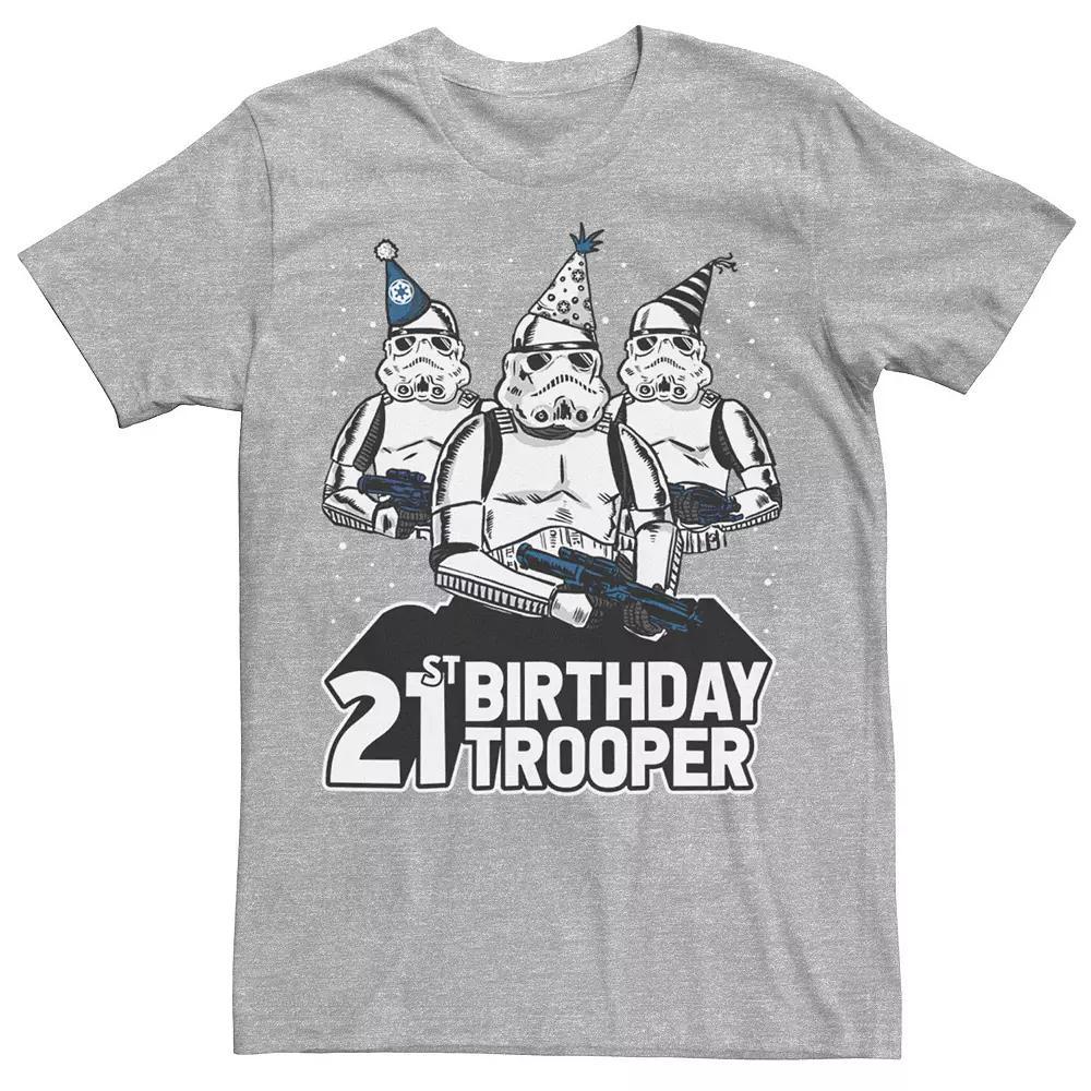 Men's Star Wars Stormtrooper Party Hats Trio 21st Birthday Trooper Tee, Size: XXL, Athletic Grey Product Image