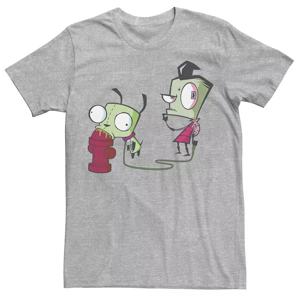 Mens Nickelodeon Invader Zim Walking Gir Fire Hydrant Portrait Graphic Tee Kelly Grey Product Image
