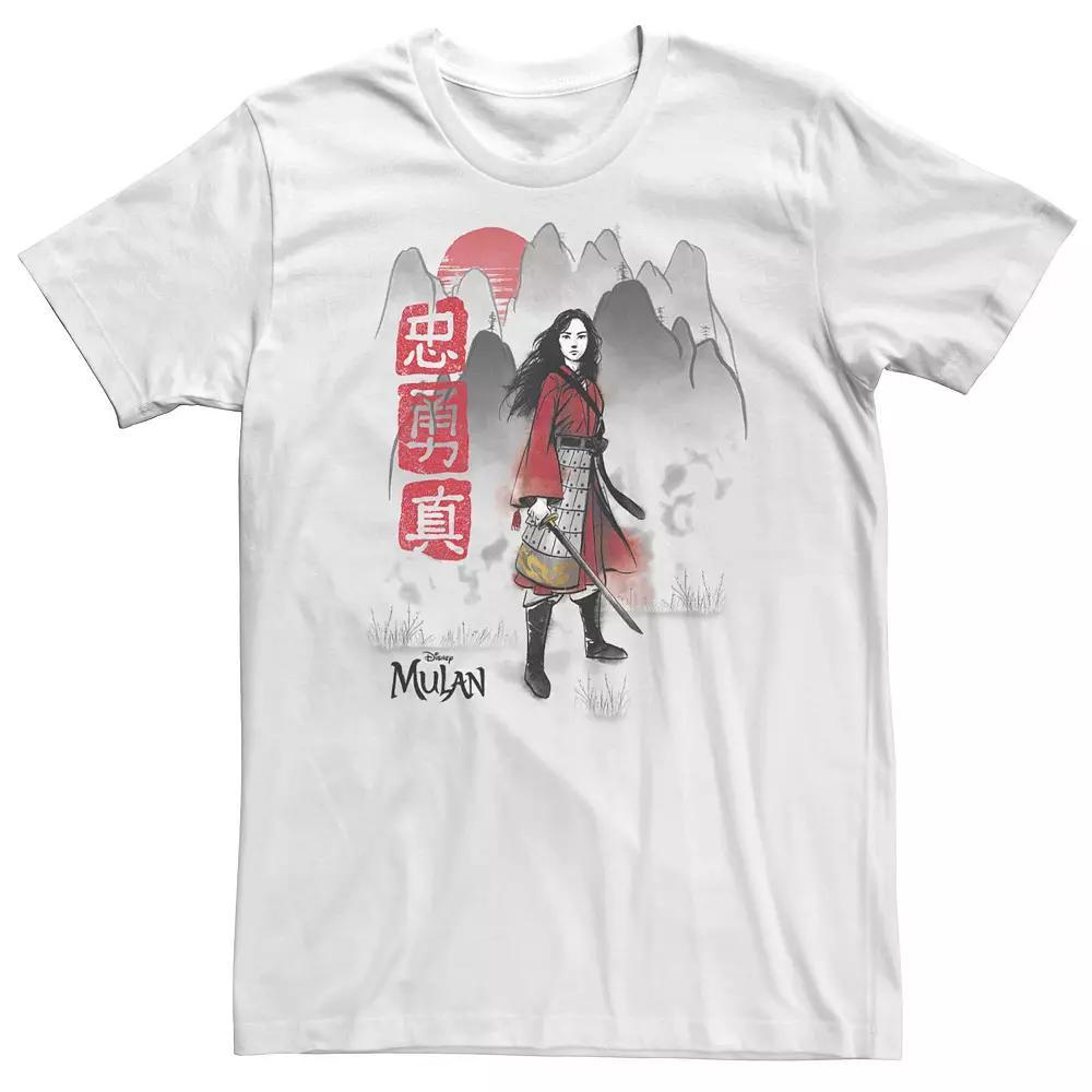 Disney's Mulan Big & Tall Live Action Watercolor Mountain Portrait Tee, Men's, Size: XLT, White Product Image