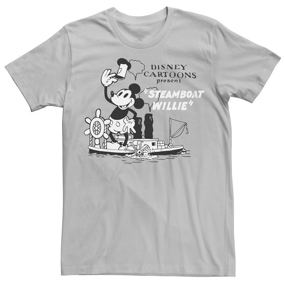 Disney's Mickey Mouse Men's Steamboat Willie Tee, Size: XXL, Silver Product Image