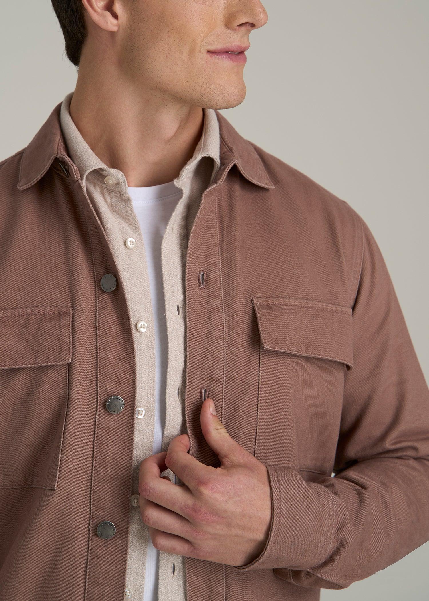 Casual Twill Shirt Jacket for Tall Men in Nutmeg Product Image