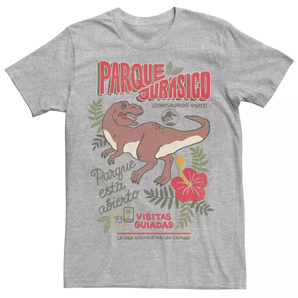 Men's Jurassic Park Spanish Opening Day Poster Tee, Size: Medium, Athletic Grey Product Image