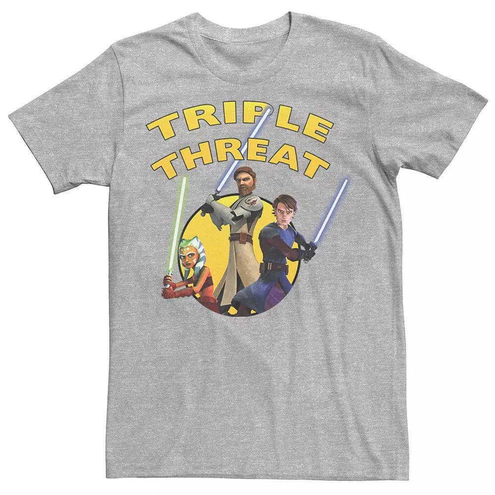 Men's Star Wars: Clone Wars Group Shot Triple Threat Tee, Size: XL, Athletic Grey Product Image
