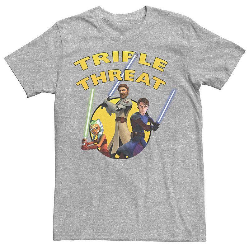Men's Star Wars: Clone Wars Group Shot Triple Threat Tee, Size: XL, Athletic Grey Product Image