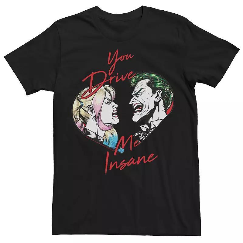 Big & Tall DC Comics Batman Joker Harley Quinn "You Drive Me Insane" Tee, Men's, Size: 4XLT, Black Product Image