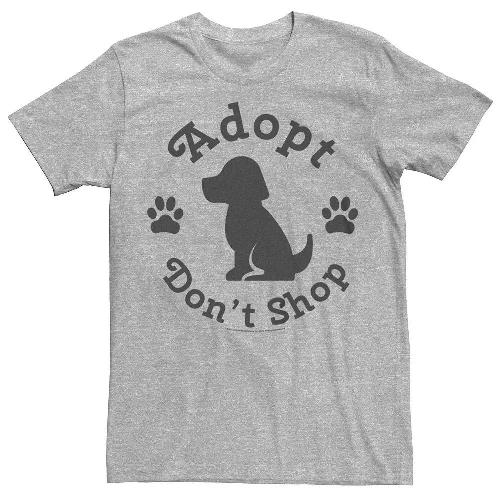 Big & Tall "Adopt Don't Shop" Dog Lover Graphic Tee, Men's, Size: Large Tall, Athletic Grey Product Image