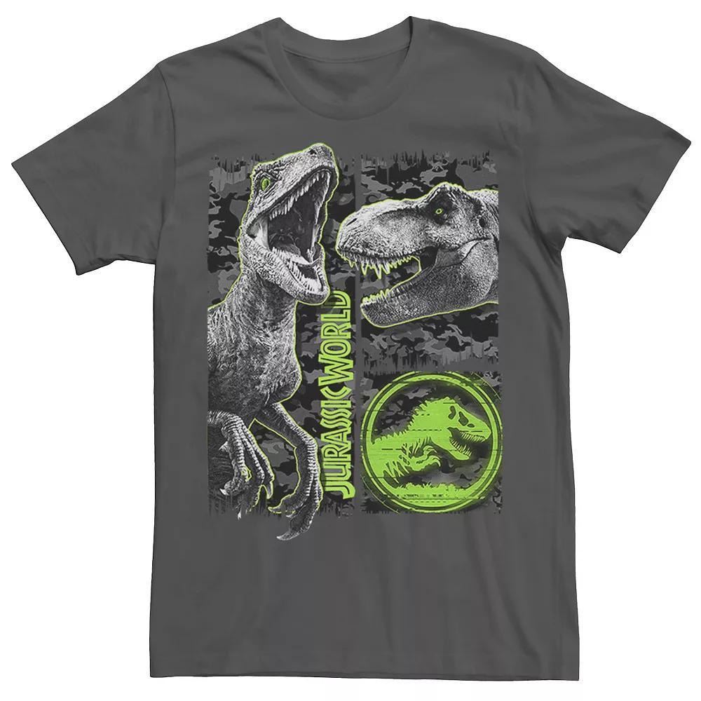 Men's Jurassic World Two Raptor T-Rex Camo Scratch Tee, Size: Small, Athletic Grey Product Image
