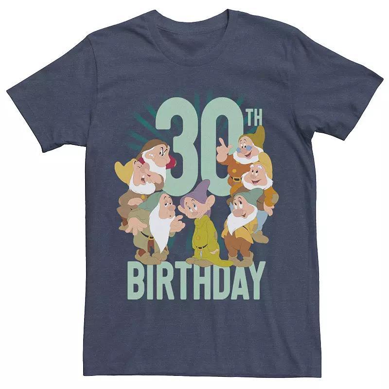 Disney's Snow White Dwarfs Group Shot Men's 30th Birthday Tee, Size: Medium, Navy Grey Product Image