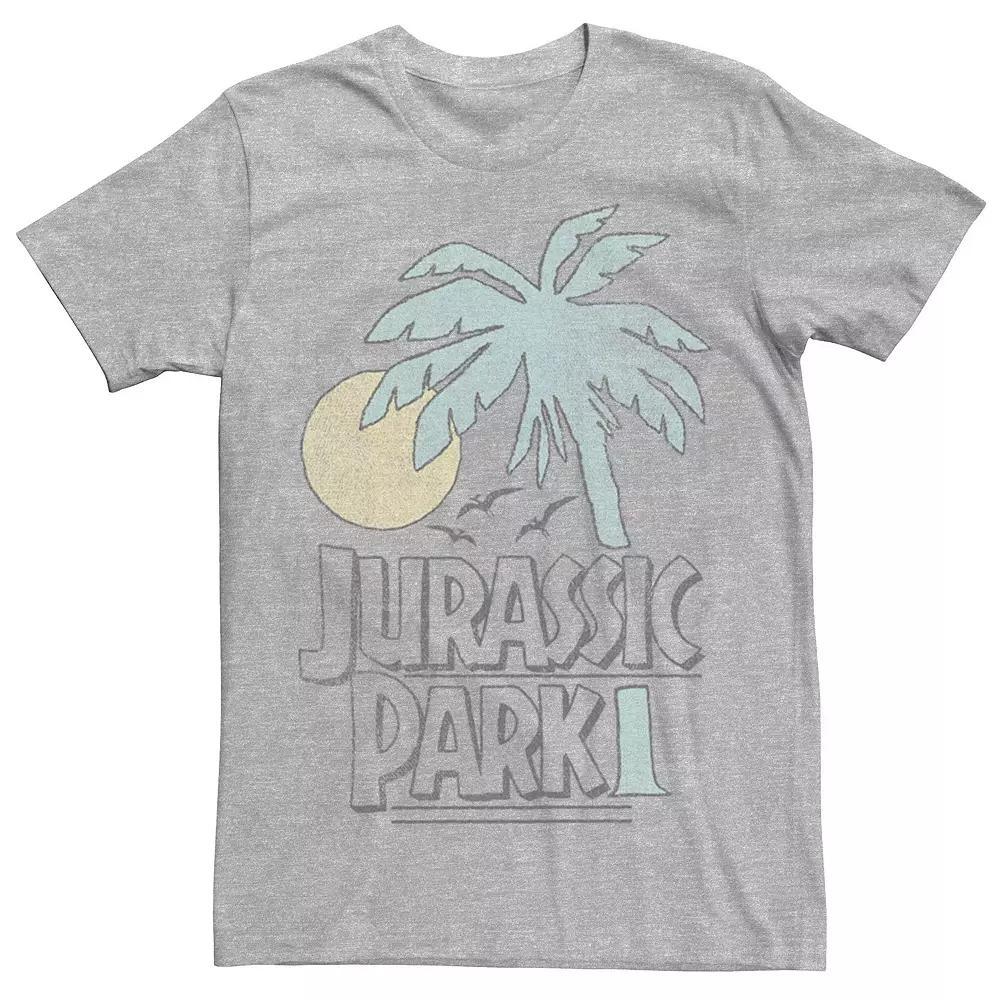 Men's Jurassic Park Palm Tree Sunset Logo Tee, Size: Large, Blue Product Image