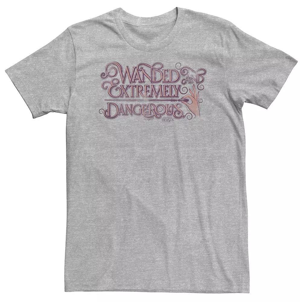 Big & Tall Fantastic Beasts - Grindelwald Wanded And Extremely Dangerous Tee, Men's, Size: XXL Tall, Athletic Grey Product Image