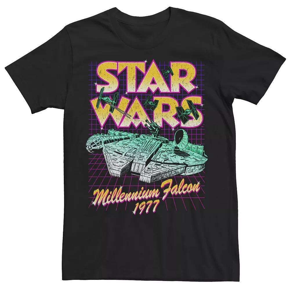 Men's Star Wars Millennium Falcon Retro Portrait Tee, Size: 3XL, Black Product Image