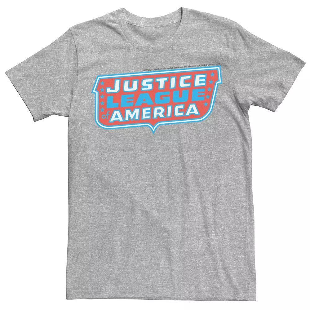 Men's DC Comics Justice League Of America Text Poster Logo Tee, Size: XXL, Athletic Grey Product Image