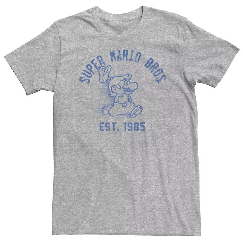 Big & Tall Nintendo Super Mario Running Fade 1985 Vintage Tee, Men's, Size: 3XL Tall, Athletic Grey Product Image